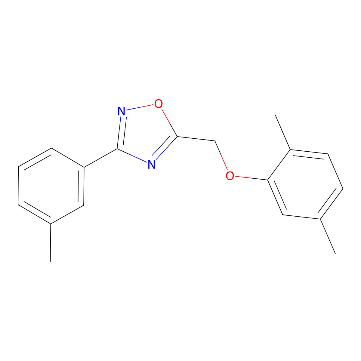 5-[(2,5-Dimethylphenoxy)methyl]-3-(3-methylphenyl)-1,2,4-oxadiazole molecular structure, CAS 431938-77-1