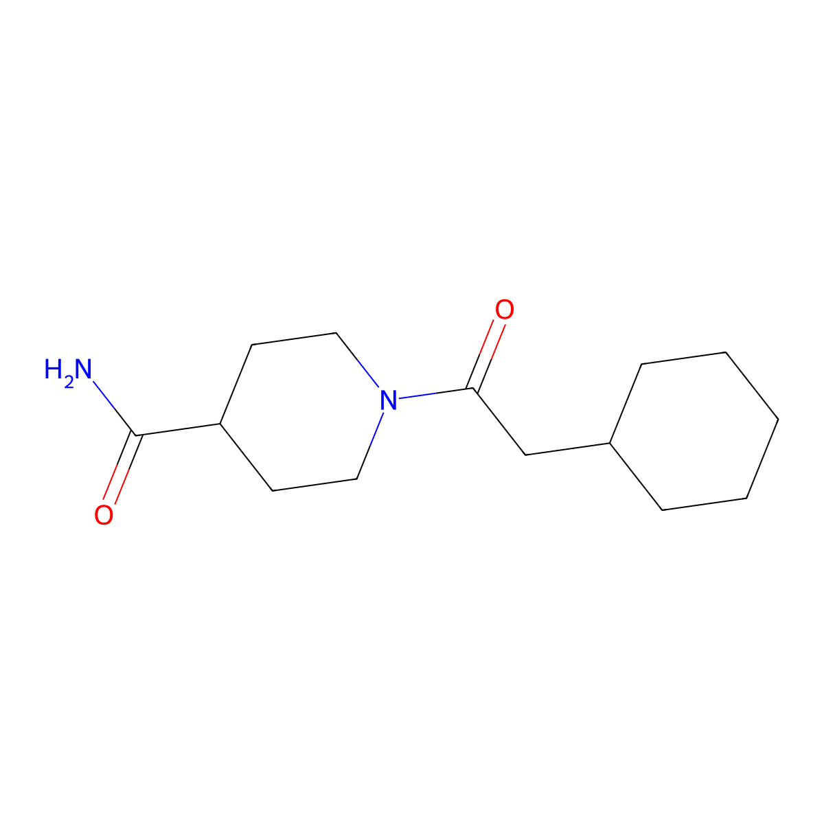 1-(2-Cyclohexylacetyl)piperidine-4-carboxamide molecular structure, CAS 431938-90-8