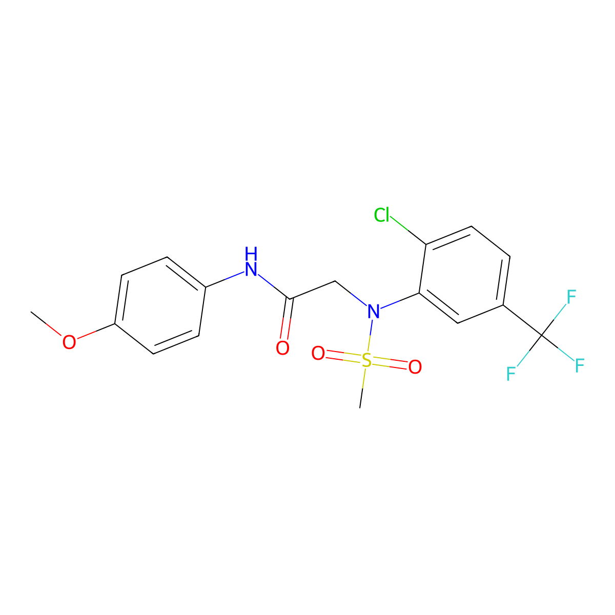 2-[2-chloro(methylsulfonyl)-5-(trifluoromethyl)anilino]-N-(4-methoxyphenyl)acetamide molecular structure, CAS 431939-05-8