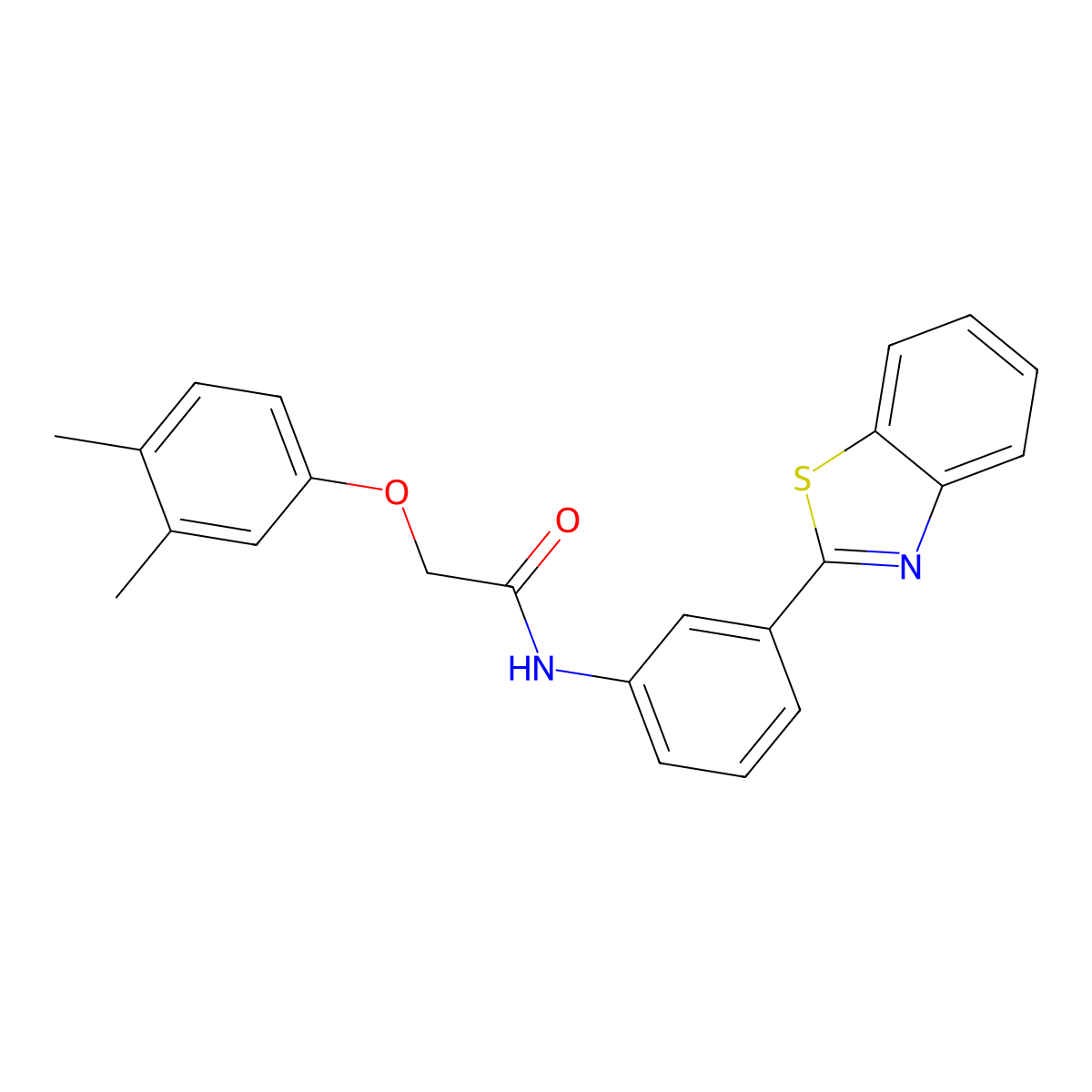N-[3-(1,3-benzothiazol-2-yl)phenyl]-2-(3,4-dimethylphenoxy)acetamide molecular structure, CAS 431939-16-1