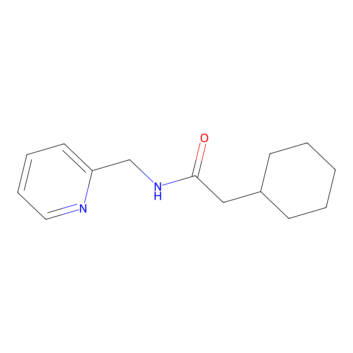 2-cyclohexyl-N-(pyridin-2-ylmethyl)acetamide molecular structure, CAS 431939-41-2