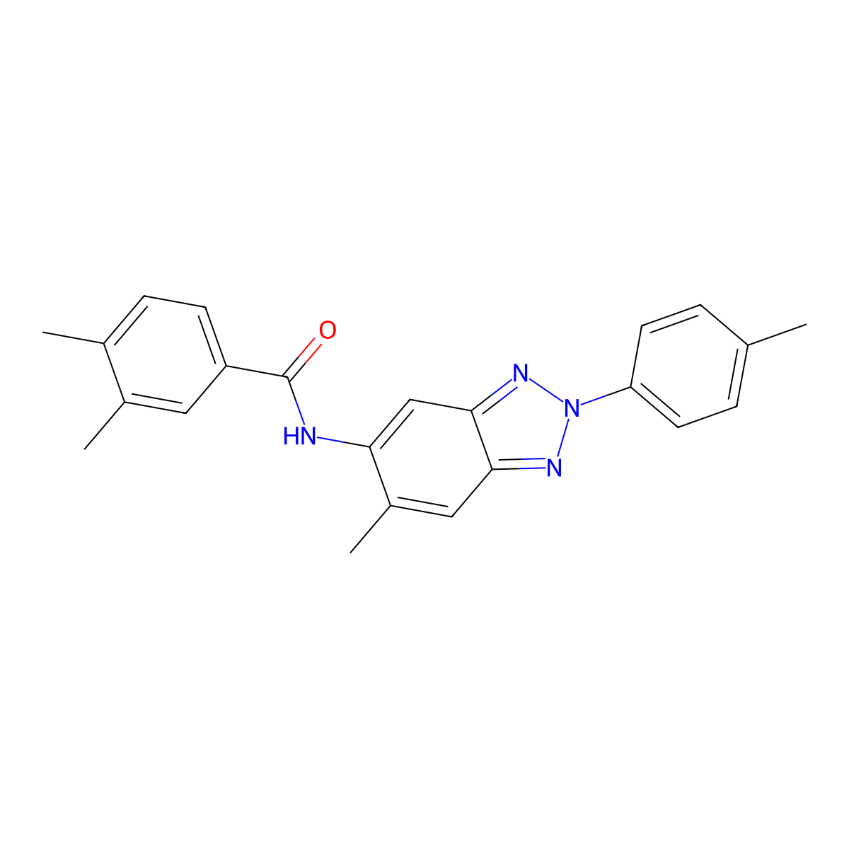 3,4-dimethyl-N-[6-methyl-2-(4-methylphenyl)benzotriazol-5-yl]benzamide molecular structure, CAS 431939-47-8