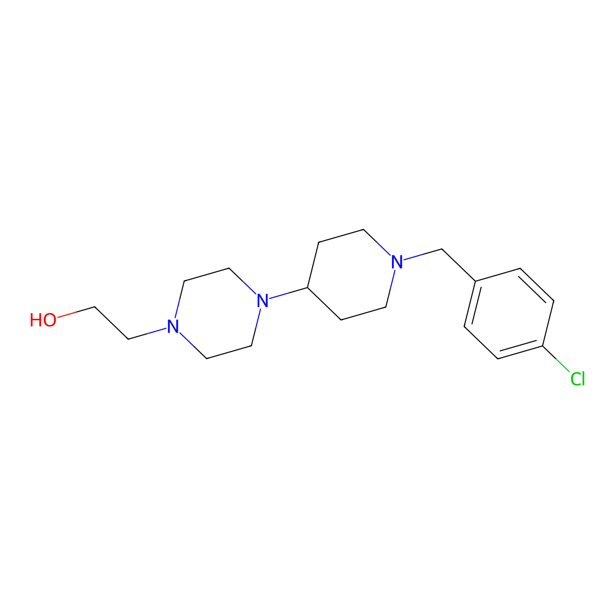 2-{4-[1-(4-Chlorobenzyl)piperidin-4-yl]piperazin-1-yl}ethanol molecular structure, CAS 431939-55-8