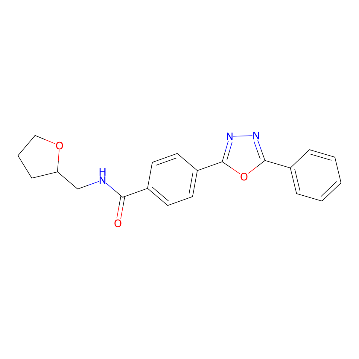 N-(oxolan-2-ylmethyl)-4-(5-phenyl-1,3,4-oxadiazol-2-yl)benzamide molecular structure, CAS 431939-57-0