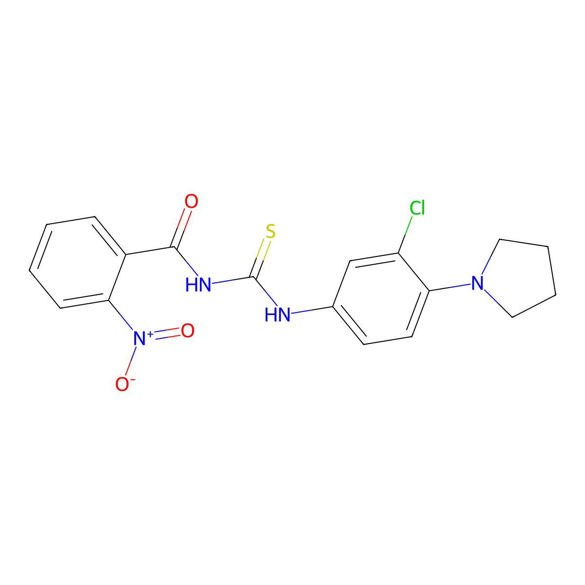 N-[(3-chloro-4-pyrrolidin-1-ylphenyl)carbamothioyl]-2-nitrobenzamide molecular structure, CAS 431939-68-3
