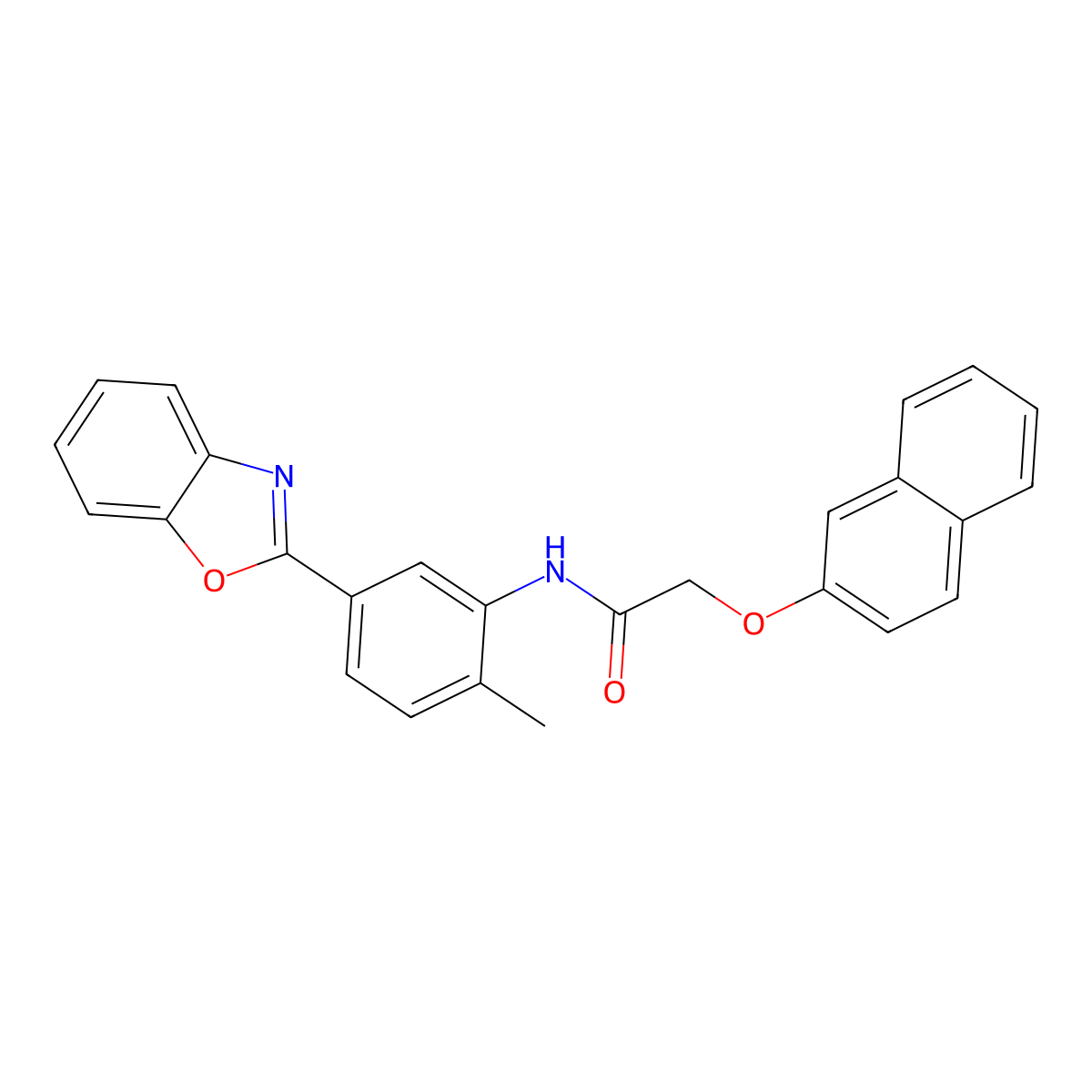 N-[5-(1,3-benzoxazol-2-yl)-2-methylphenyl]-2-naphthalen-2-yloxyacetamide molecular structure, CAS 431939-82-1