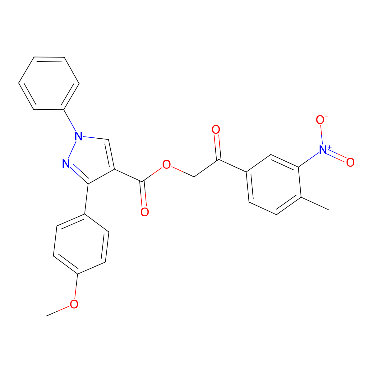 2-(4-methyl-3-nitrophenyl)-2-oxoethyl 3-(4-methoxyphenyl)-1-phenyl-1H-pyrazole-4-carboxylate molecular structure, CAS 431939-95-6