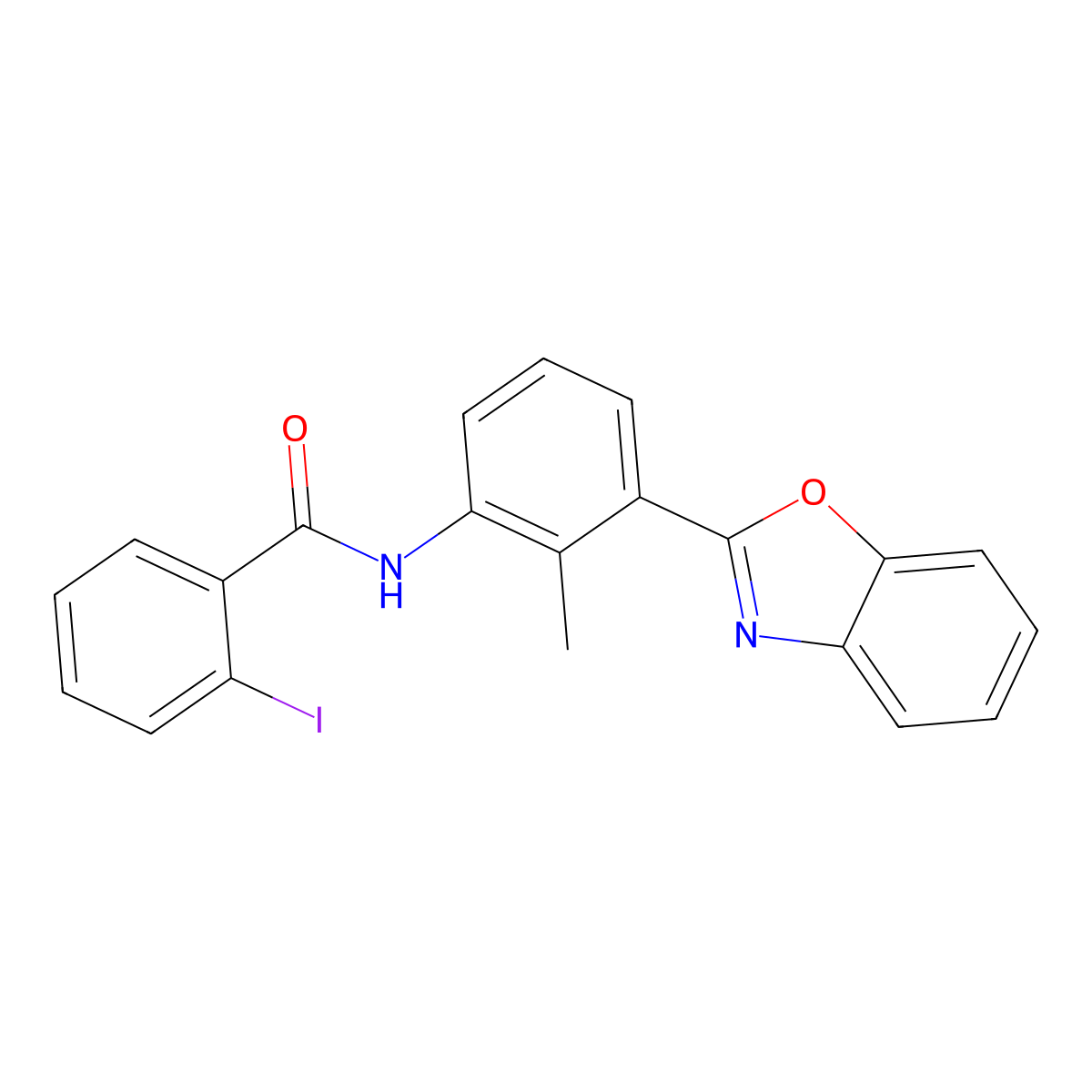N-[3-(1,3-benzoxazol-2-yl)-2-methylphenyl]-2-iodobenzamide molecular structure, CAS 431939-96-7