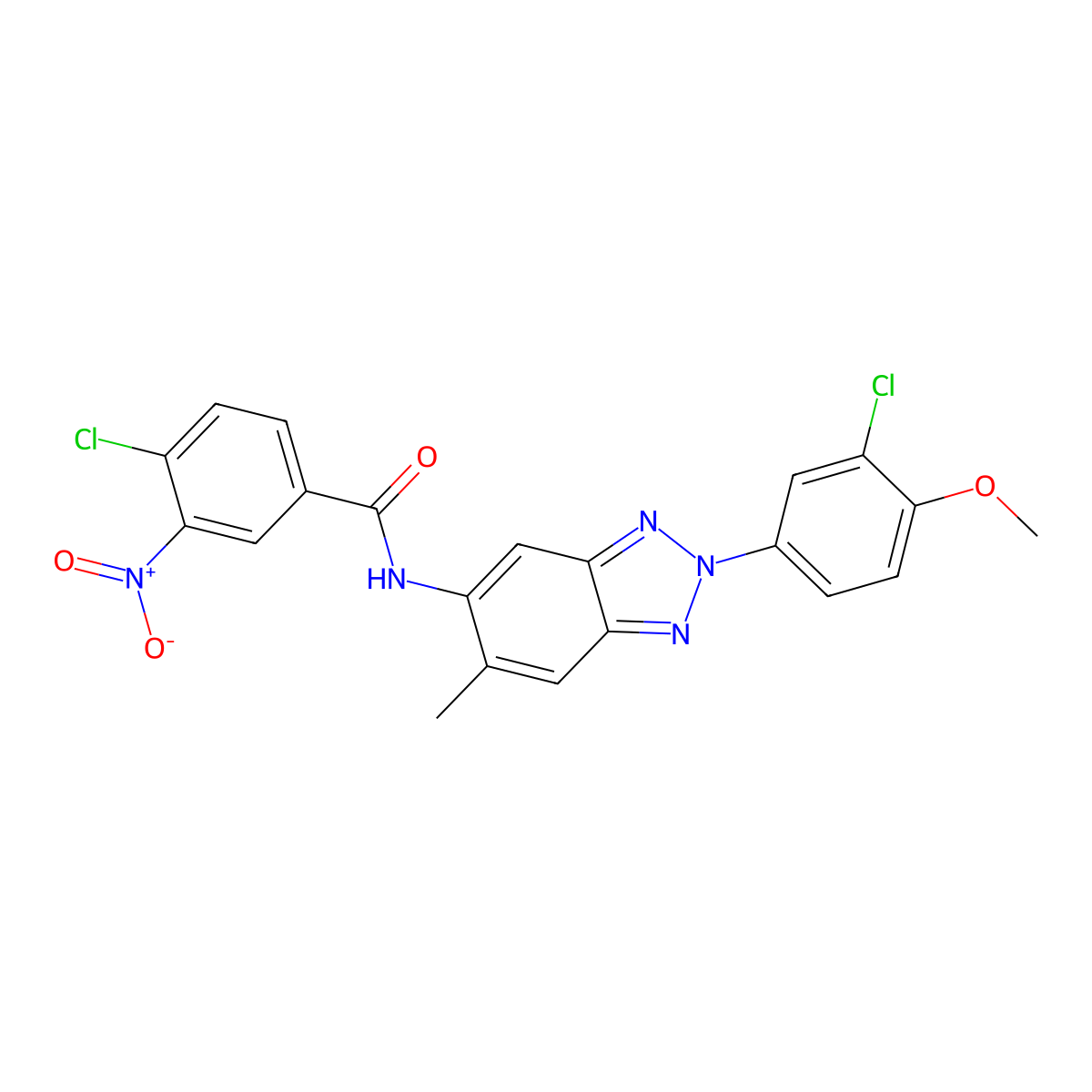 4-chloro-N-[2-(3-chloro-4-methoxyphenyl)-6-methylbenzotriazol-5-yl]-3-nitrobenzamide molecular structure, CAS 431939-98-9