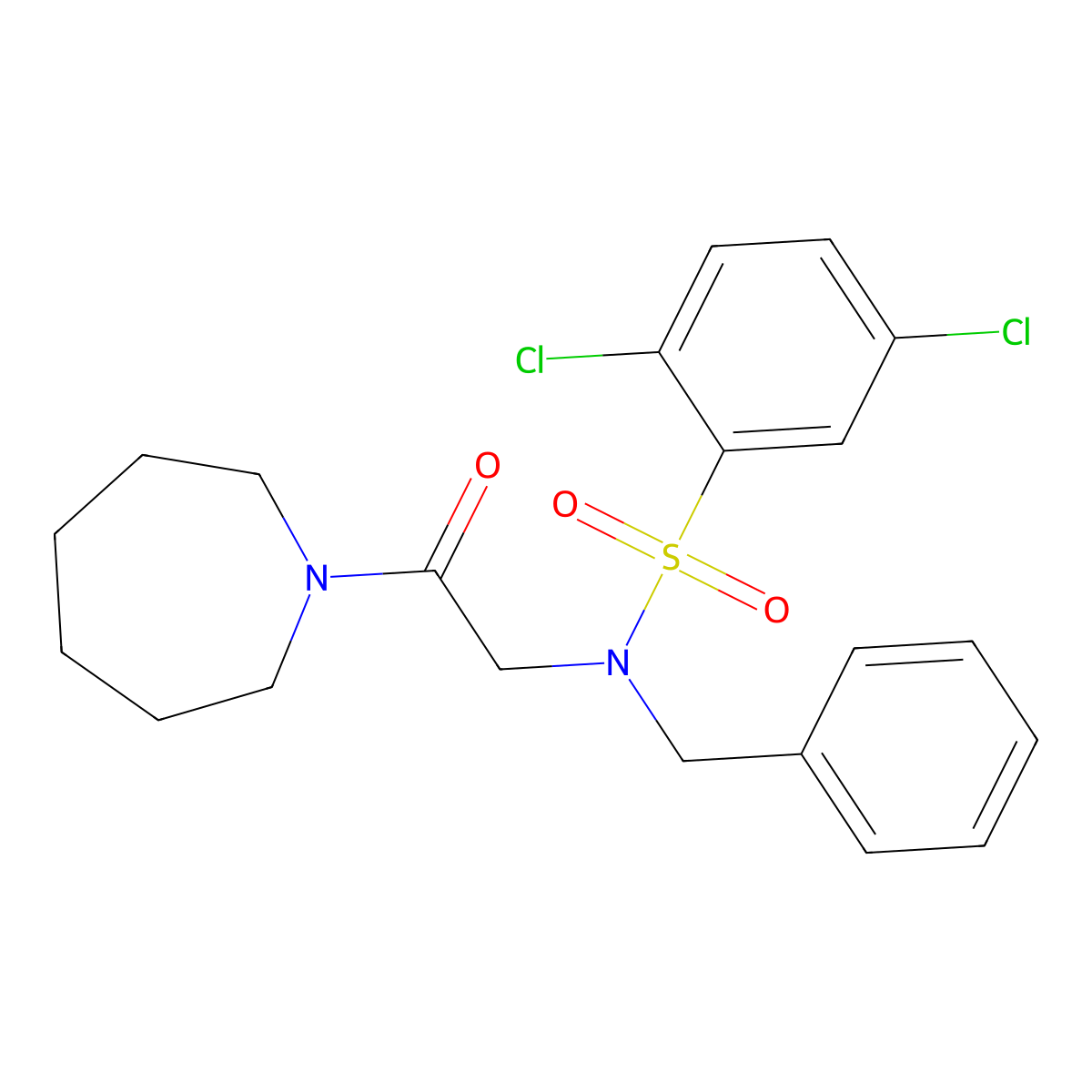 N-[2-(azepan-1-yl)-2-oxoethyl]-N-benzyl-2,5-dichlorobenzenesulfonamide molecular structure, CAS 431939-99-0