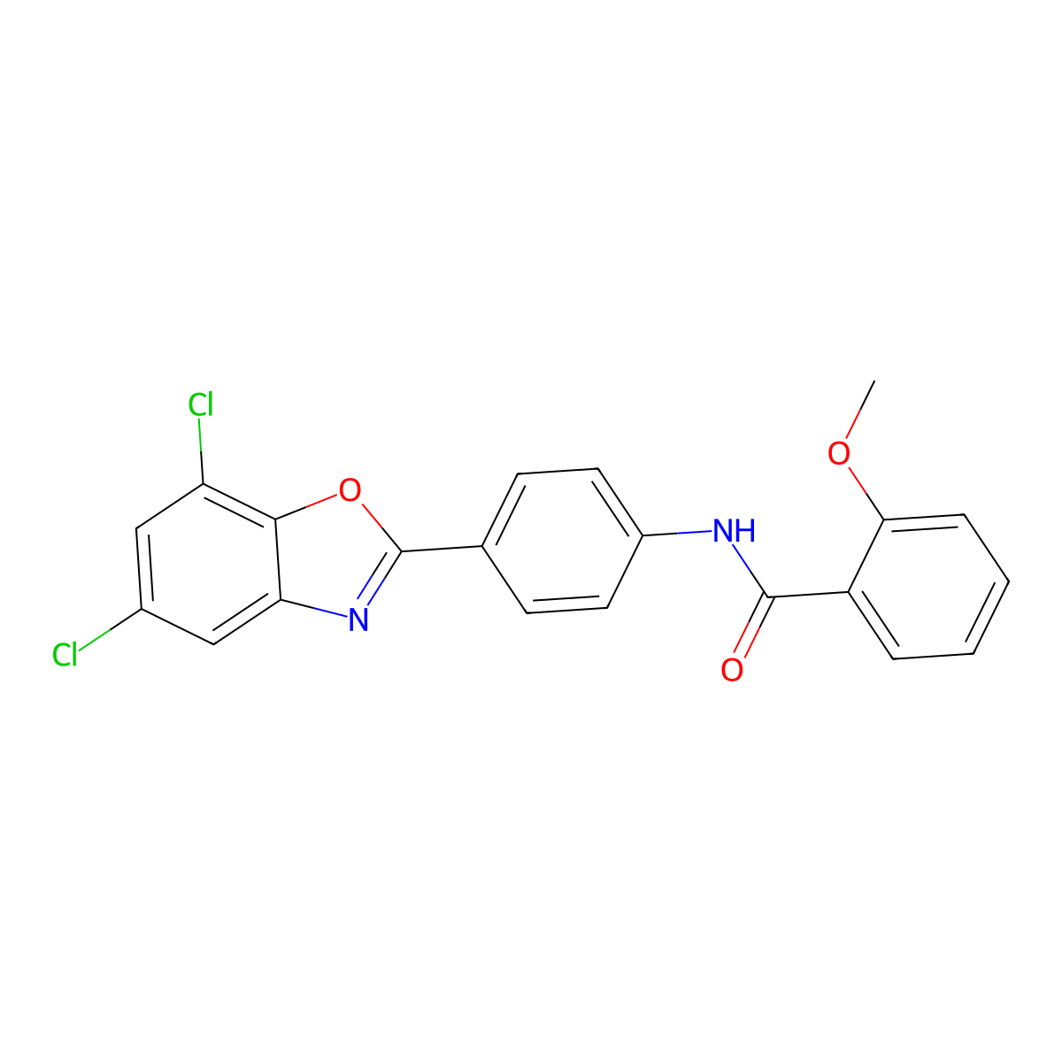 N-[4-(5,7-dichloro-1,3-benzoxazol-2-yl)phenyl]-2-methoxybenzamide molecular structure, CAS 431940-18-0