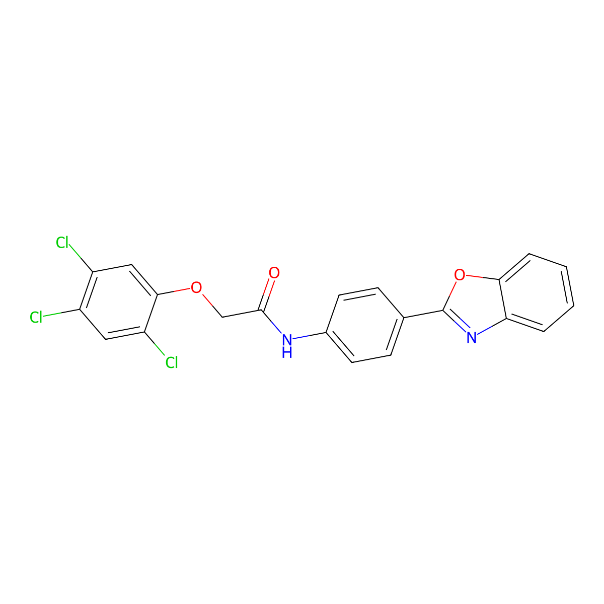 N-[4-(1,3-benzoxazol-2-yl)phenyl]-2-(2,4,5-trichlorophenoxy)acetamide molecular structure, CAS 431940-23-7