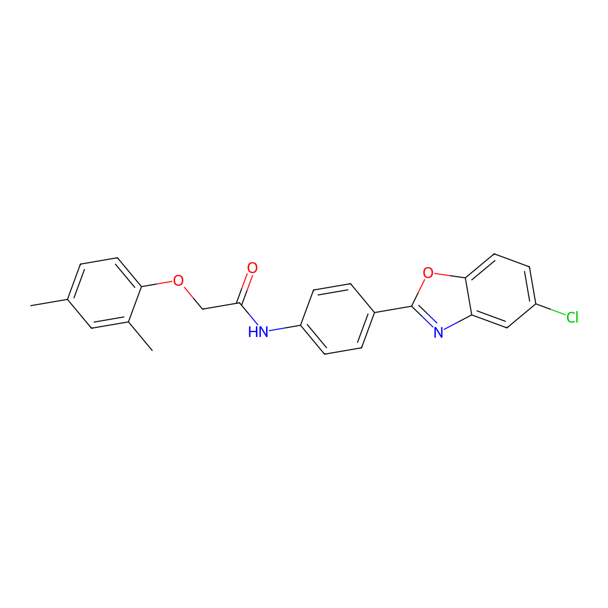 N-[4-(5-chloro-1,3-benzoxazol-2-yl)phenyl]-2-(2,4-dimethylphenoxy)acetamide molecular structure, CAS 431940-26-0