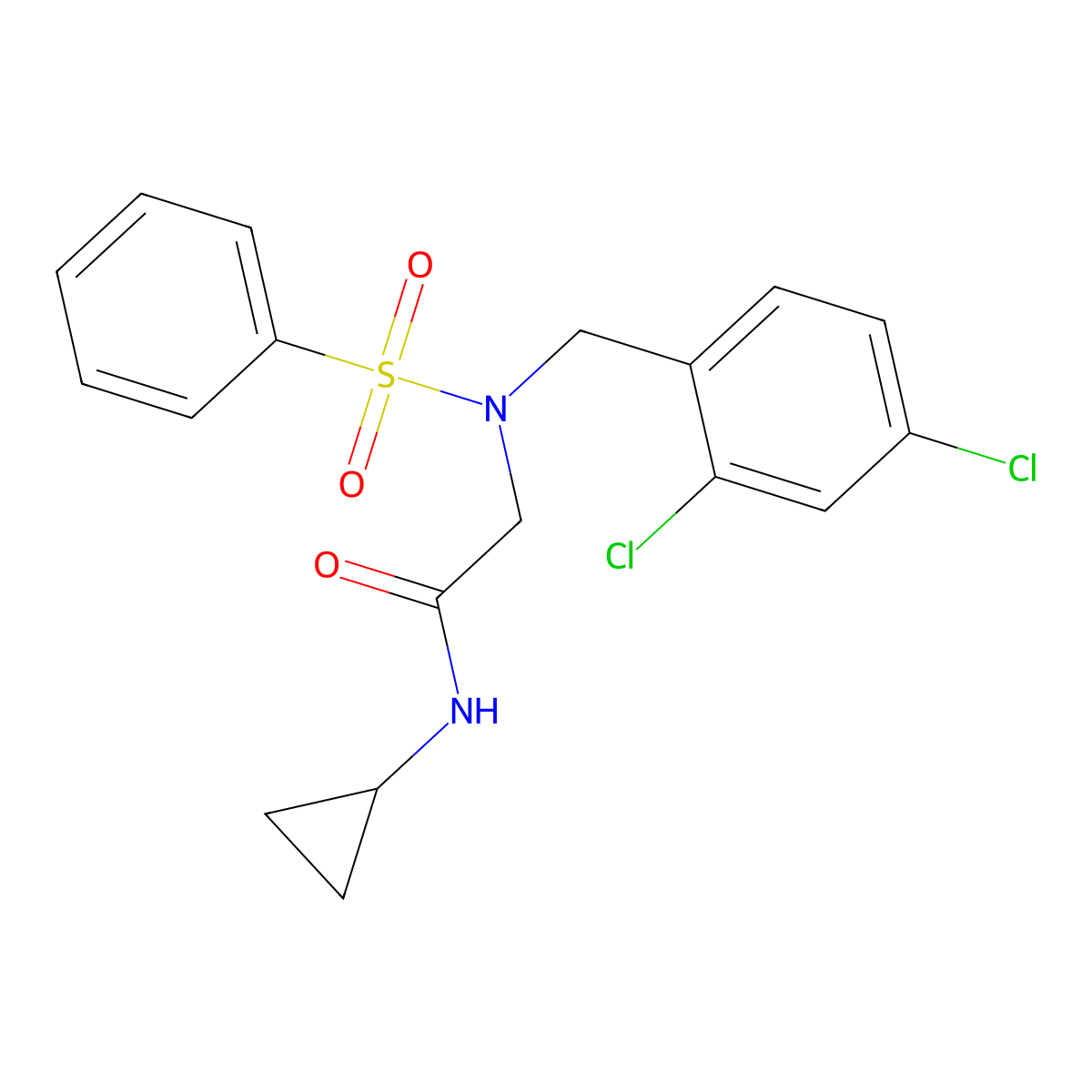 2-[benzenesulfonyl-[(2,4-dichlorophenyl)methyl]amino]-N-cyclopropylacetamide molecular structure, CAS 431940-30-6
