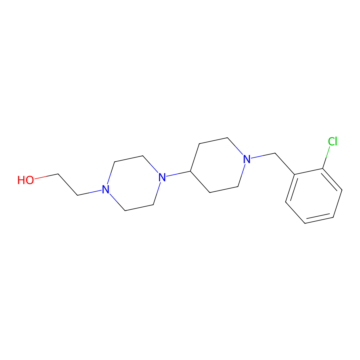 2-{4-[1-(2-Chlorobenzyl)piperidin-4-yl]piperazin-1-yl}ethanol molecular structure, CAS 431940-35-1