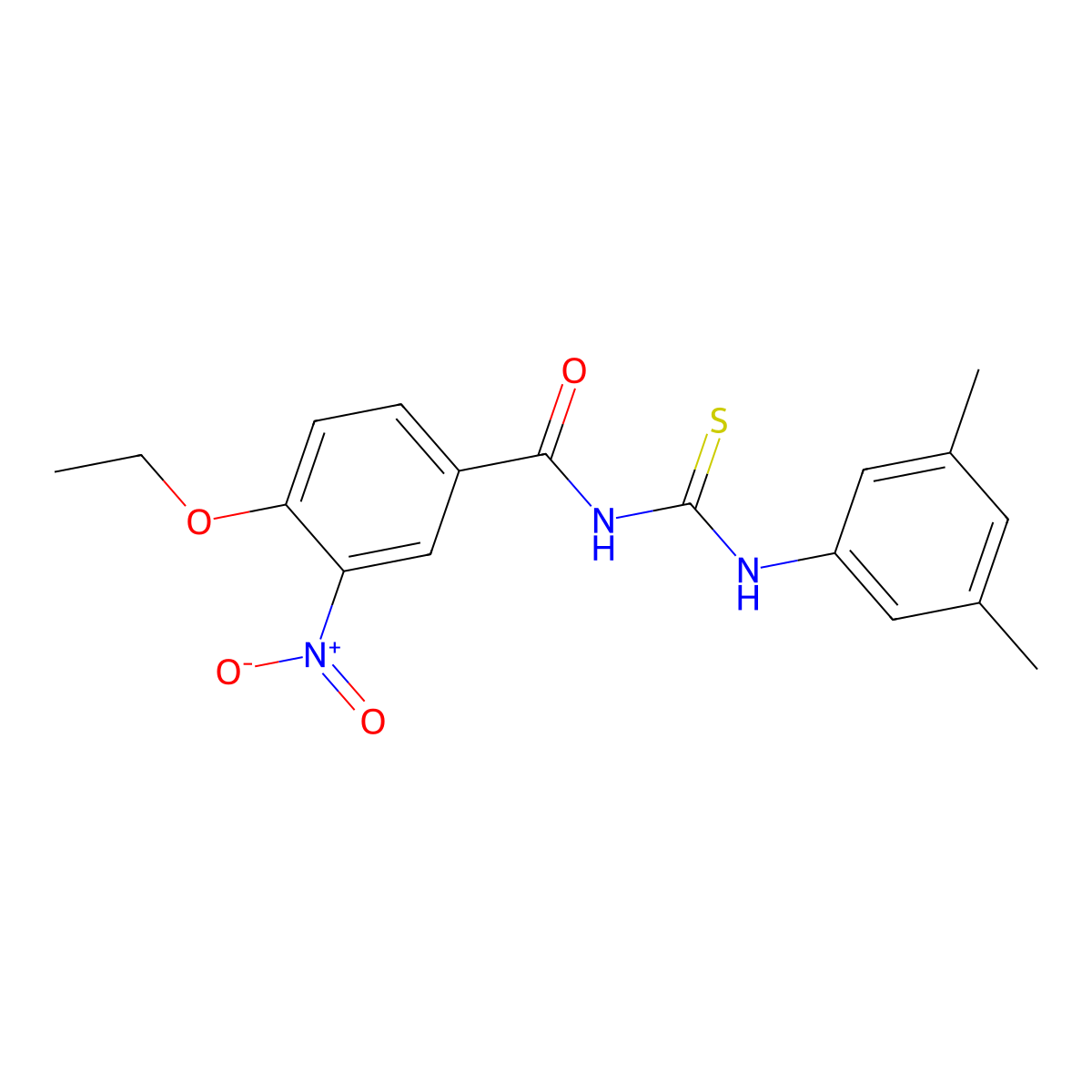 N-[(3,5-dimethylphenyl)carbamothioyl]-4-ethoxy-3-nitrobenzamide molecular structure, CAS 431940-52-2