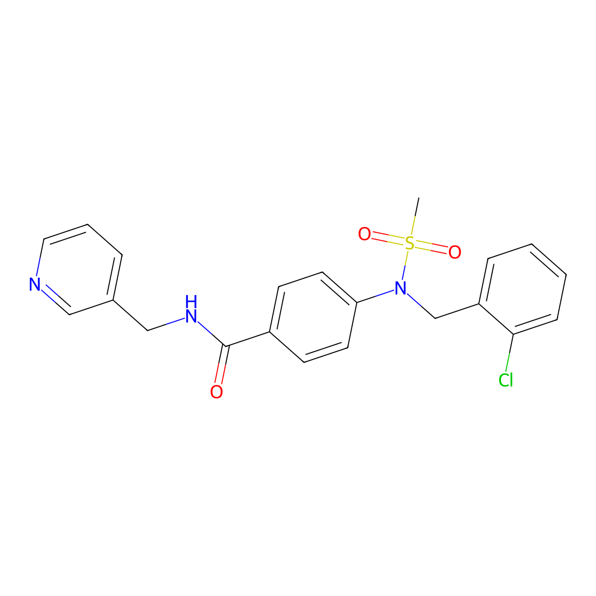 4-[(2-chlorobenzyl)(methylsulfonyl)amino]-N-(pyridin-3-ylmethyl)benzamide molecular structure, CAS 431940-58-8