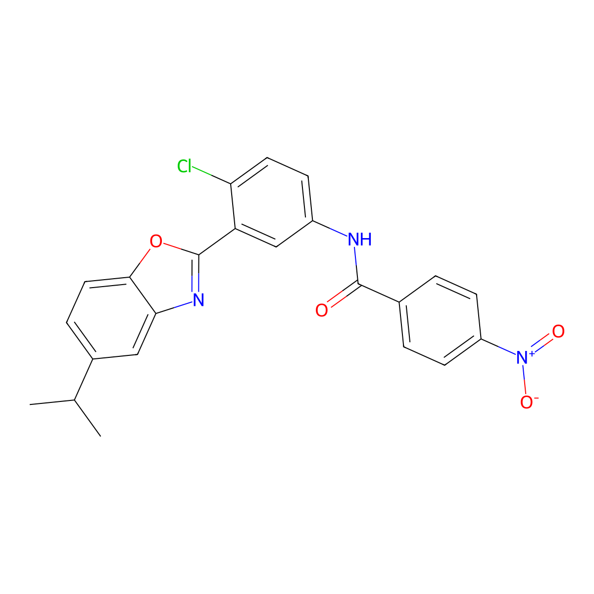 N-[4-chloro-3-(5-propan-2-yl-1,3-benzoxazol-2-yl)phenyl]-4-nitrobenzamide molecular structure, CAS 431940-59-9