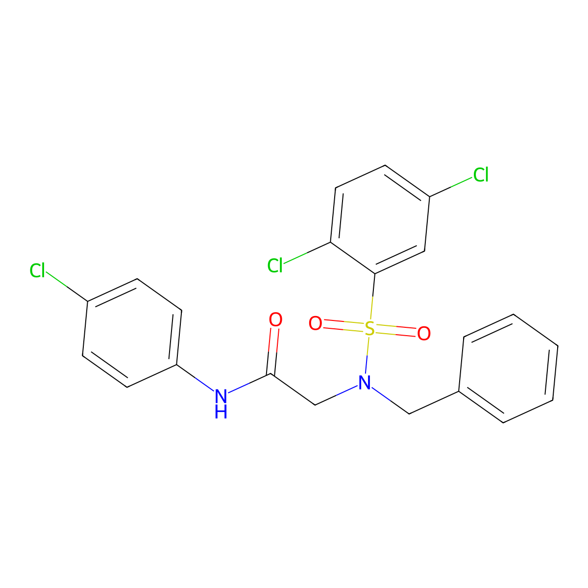 2-[benzyl-(2,5-dichlorophenyl)sulfonylamino]-N-(4-chlorophenyl)acetamide molecular structure, CAS 431940-61-3