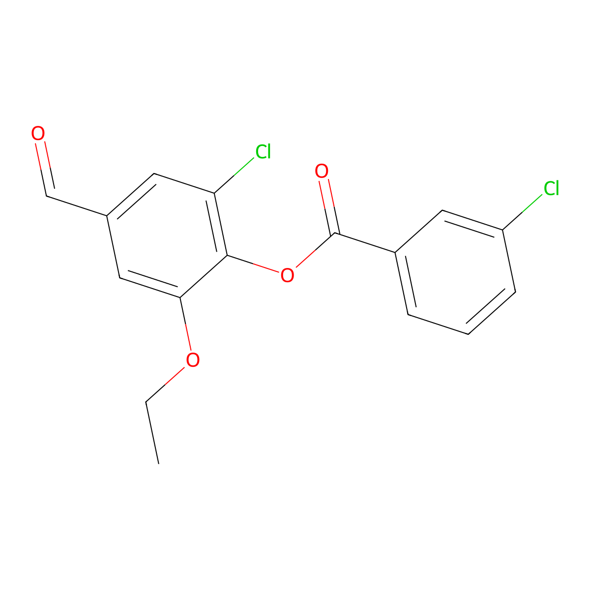 2-Chloro-6-ethoxy-4-formylphenyl 3-chlorobenzoate molecular structure, CAS 431940-63-5