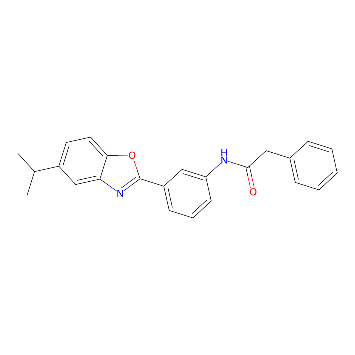 2-phenyl-N-[3-(5-propan-2-yl-1,3-benzoxazol-2-yl)phenyl]acetamide molecular structure, CAS 431940-73-7
