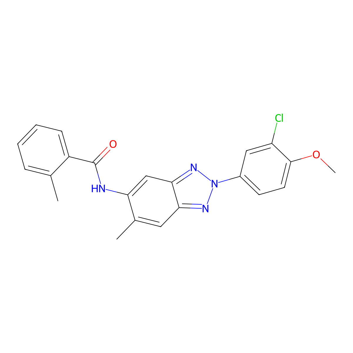 N-[2-(3-chloro-4-methoxyphenyl)-6-methylbenzotriazol-5-yl]-2-methylbenzamide molecular structure, CAS 431940-97-5