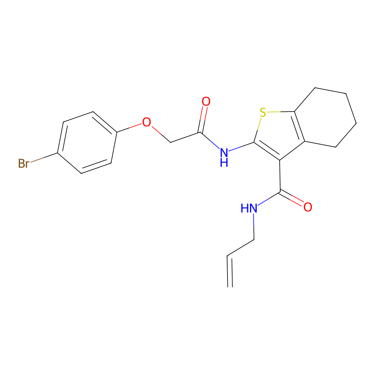2-[[2-(4-bromophenoxy)acetyl]amino]-N-prop-2-enyl-4,5,6,7-tetrahydro-1-benzothiophene-3-carboxamide molecular structure, CAS 431941-09-2