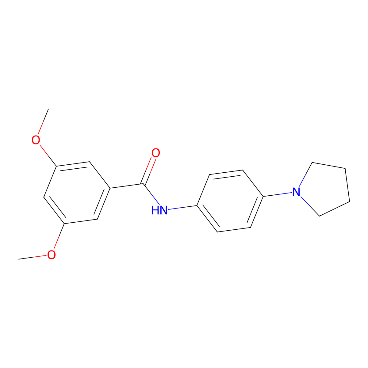 3,5-dimethoxy-N-(4-pyrrolidin-1-ylphenyl)benzamide molecular structure, CAS 431941-11-6
