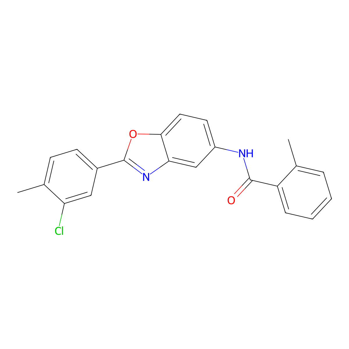 N-[2-(3-chloro-4-methylphenyl)-1,3-benzoxazol-5-yl]-2-methylbenzamide molecular structure, CAS 431941-26-3