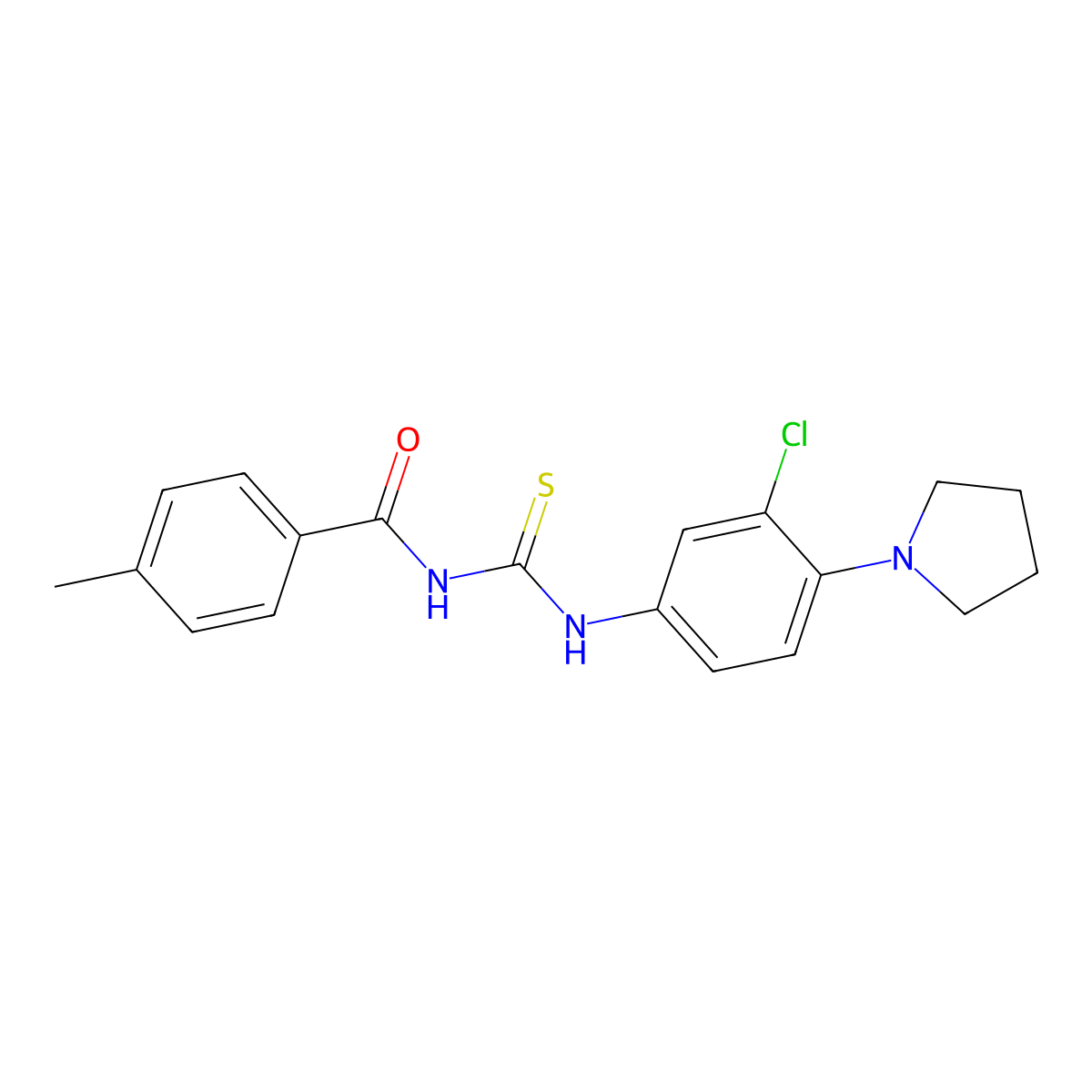 N-[(3-chloro-4-pyrrolidin-1-ylphenyl)carbamothioyl]-4-methylbenzamide molecular structure, CAS 431941-28-5
