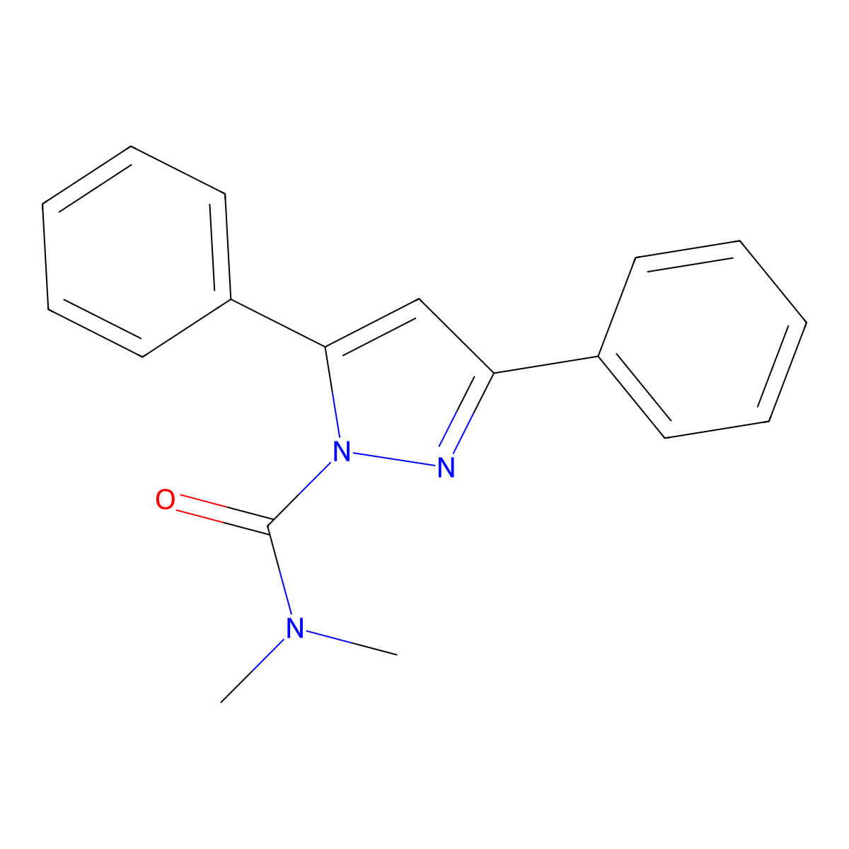 N,N-dimethyl-3,5-diphenylpyrazole-1-carboxamide molecular structure, CAS 431941-30-9
