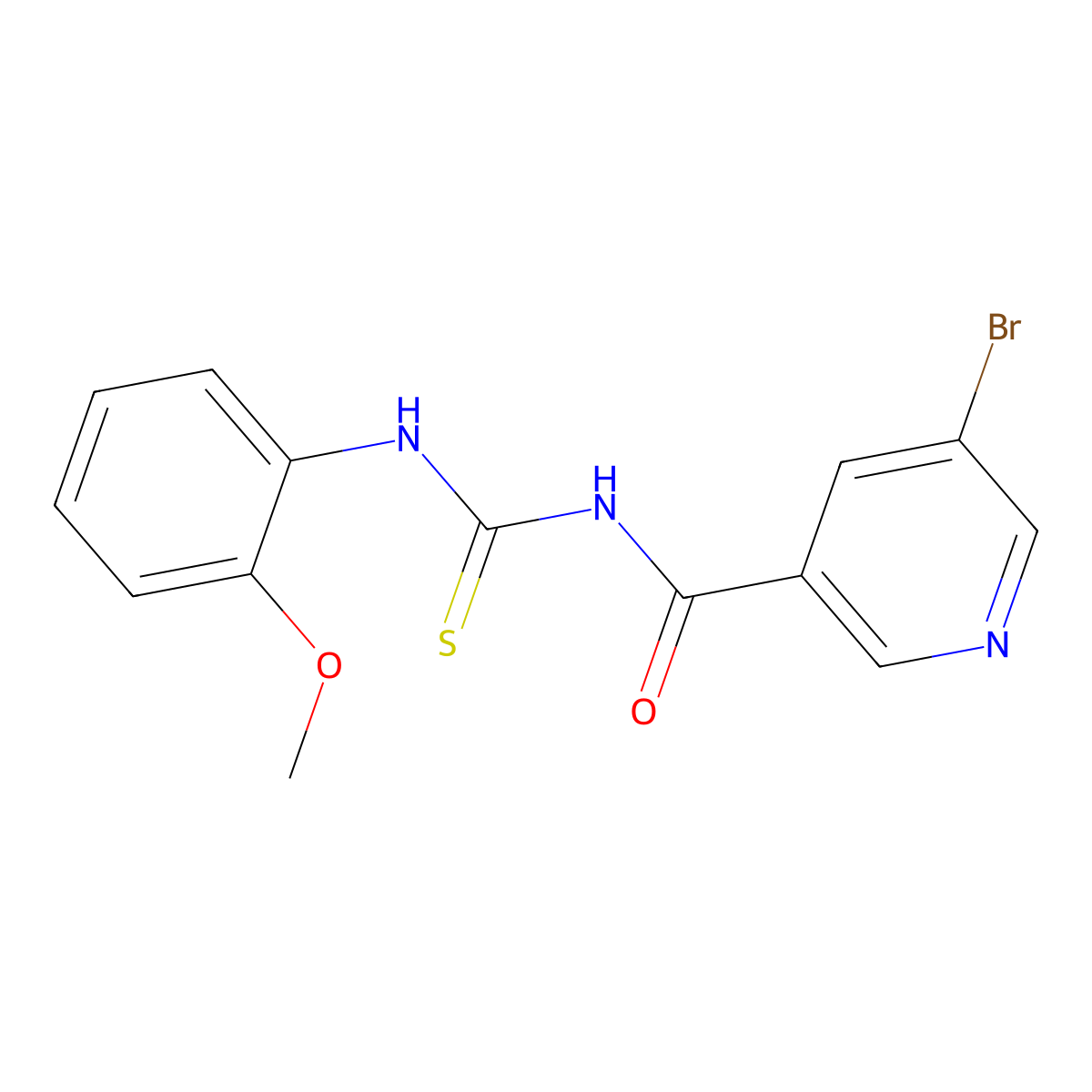 5-bromo-N-[(2-methoxyphenyl)carbamothioyl]pyridine-3-carboxamide molecular structure, CAS 431941-31-0