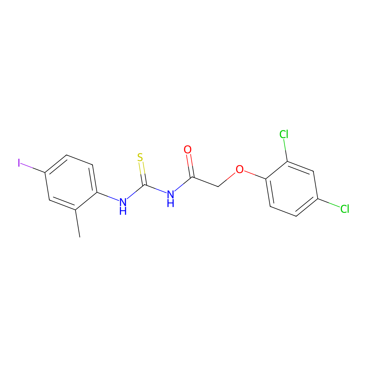 2-(2,4-dichlorophenoxy)-N-[(4-iodo-2-methylphenyl)carbamothioyl]acetamide molecular structure, CAS 431941-34-3