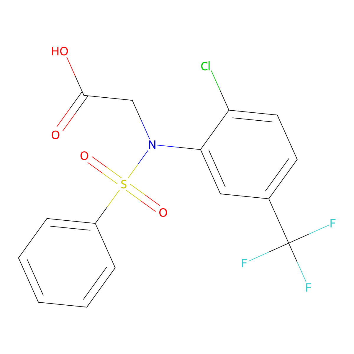 N-[2-Chloro-5-(trifluoromethyl)phenyl]-N-(phenylsulfonyl)-glycine molecular structure, CAS 431941-49-0