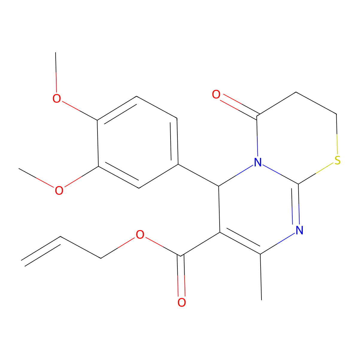 Allyl 6-(3,4-dimethoxyphenyl)-8-methyl-4-oxo-2,3,4,6-tetrahydropyrimido[2,1-b][1,3]thiazine-7-carboxylate molecular structure, CAS 431941-61-6