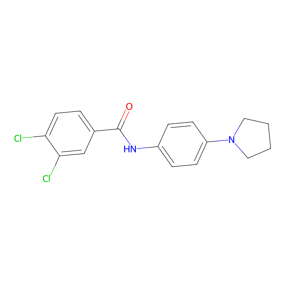 3,4-dichloro-N-(4-pyrrolidin-1-ylphenyl)benzamide molecular structure, CAS 431941-63-8