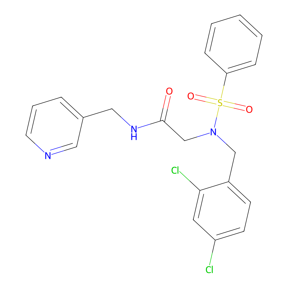 2-[benzenesulfonyl-[(2,4-dichlorophenyl)methyl]amino]-N-(pyridin-3-ylmethyl)acetamide molecular structure, CAS 431941-73-0