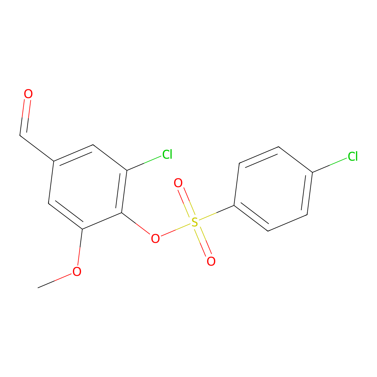 2-Chloro-4-formyl-6-methoxyphenyl 4-chlorobenzenesulfonate molecular structure, CAS 431976-96-4