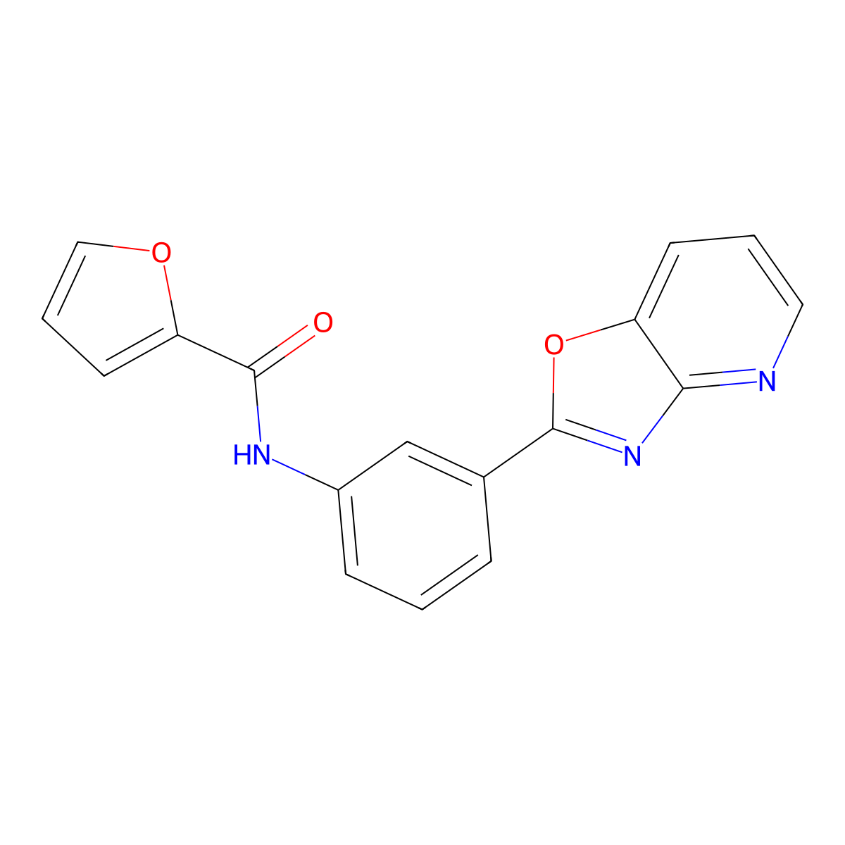 N-[3-([1,3]oxazolo[4,5-b]pyridin-2-yl)phenyl]furan-2-carboxamide molecular structure, CAS 431976-98-6