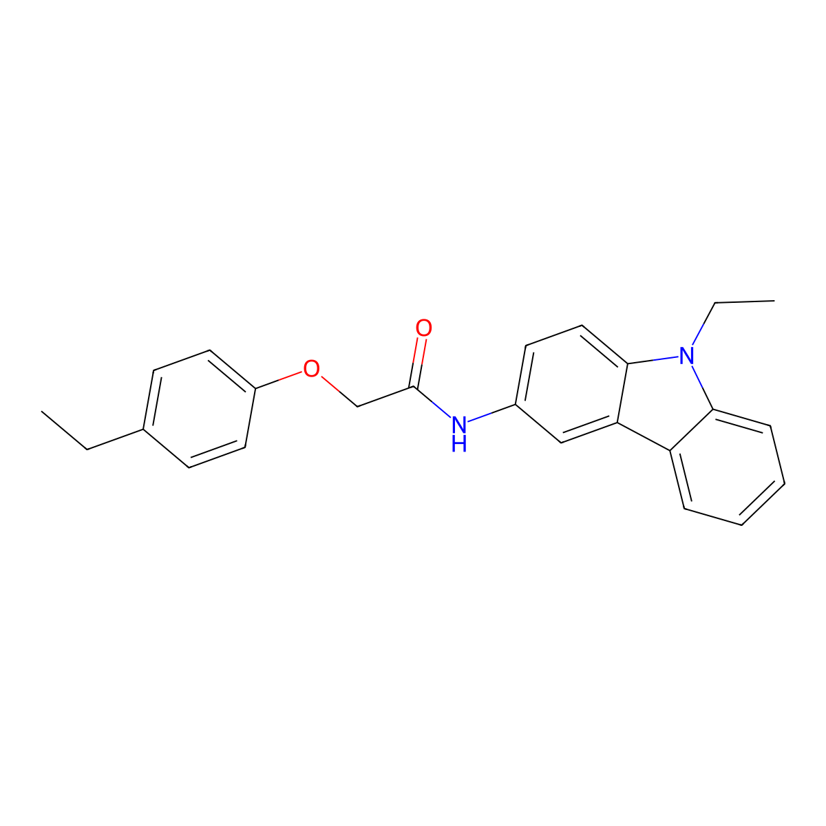 N-(9-ethylcarbazol-3-yl)-2-(4-ethylphenoxy)acetamide molecular structure, CAS 431977-09-2