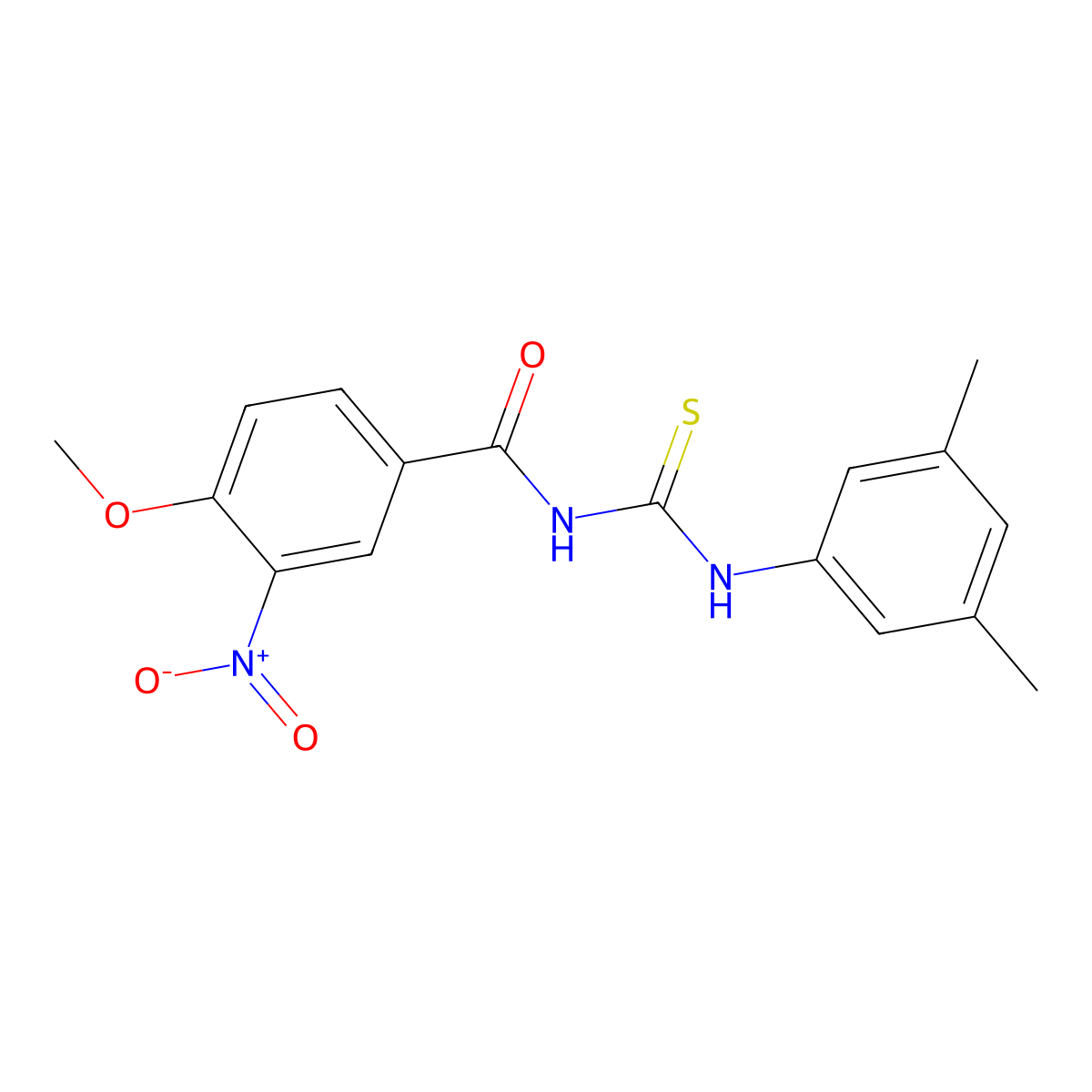 N-[(3,5-dimethylphenyl)carbamothioyl]-4-methoxy-3-nitrobenzamide molecular structure, CAS 431977-11-6