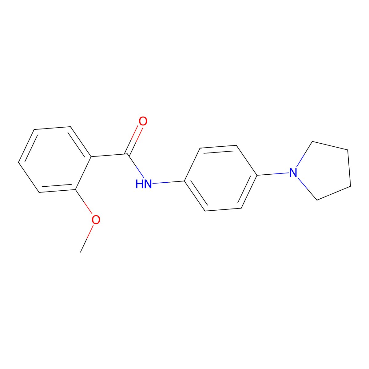 2-methoxy-N-(4-pyrrolidin-1-ylphenyl)benzamide molecular structure, CAS 431977-19-4
