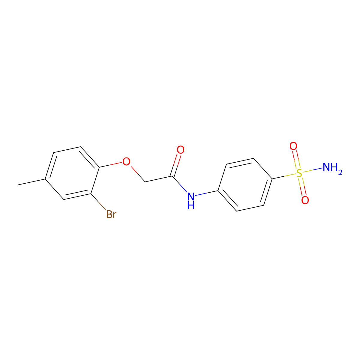 2-(2-bromo-4-methylphenoxy)-N-(4-sulfamoylphenyl)acetamide molecular structure, CAS 431977-21-8