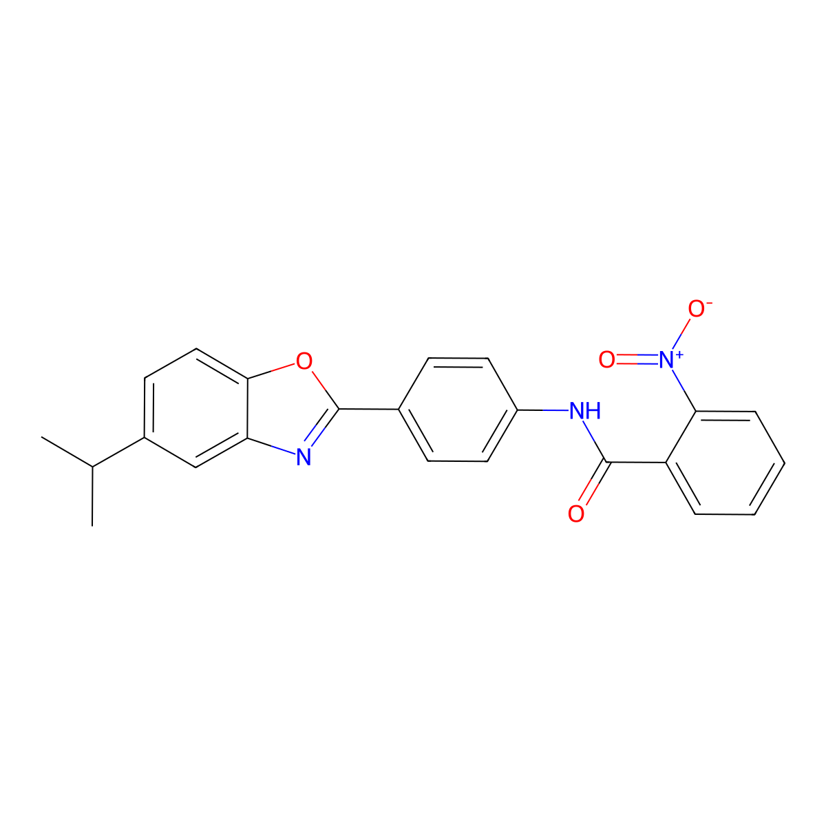 2-nitro-N-[4-(5-propan-2-yl-1,3-benzoxazol-2-yl)phenyl]benzamide molecular structure, CAS 431977-24-1