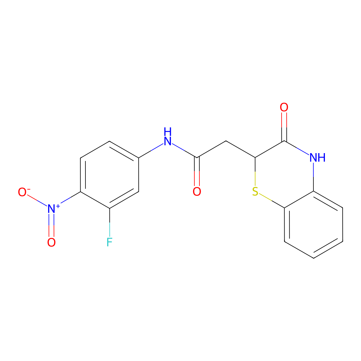 N-(3-fluoro-4-nitrophenyl)-2-(3-oxo-4H-1,4-benzothiazin-2-yl)acetamide molecular structure, CAS 431977-34-3