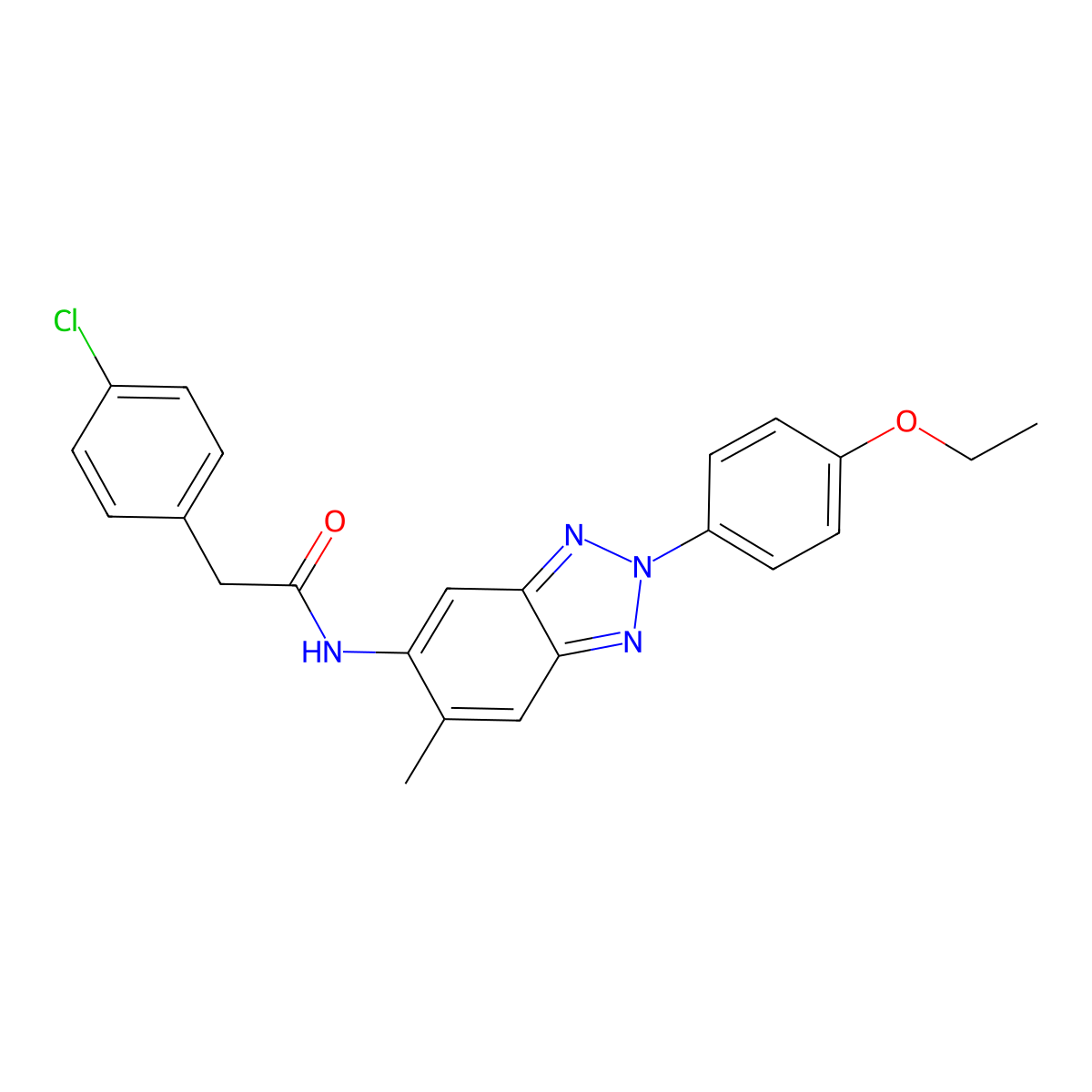 2-(4-chlorophenyl)-N-[2-(4-ethoxyphenyl)-6-methylbenzotriazol-5-yl]acetamide molecular structure, CAS 431977-49-0