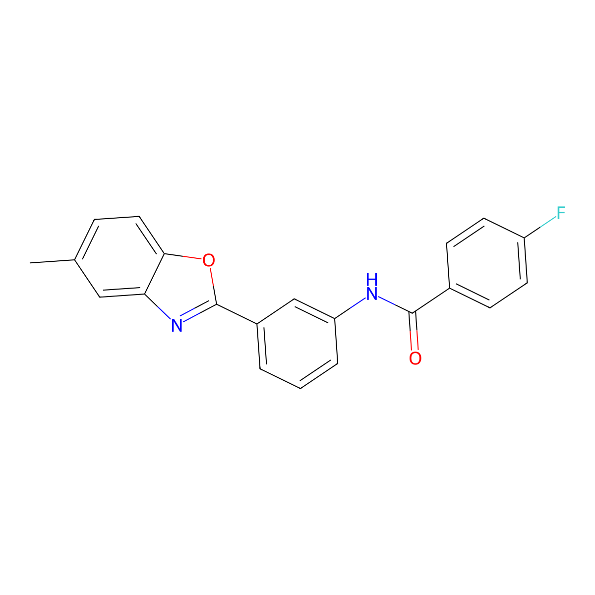 4-fluoro-N-[3-(5-methyl-1,3-benzoxazol-2-yl)phenyl]benzamide molecular structure, CAS 431977-50-3