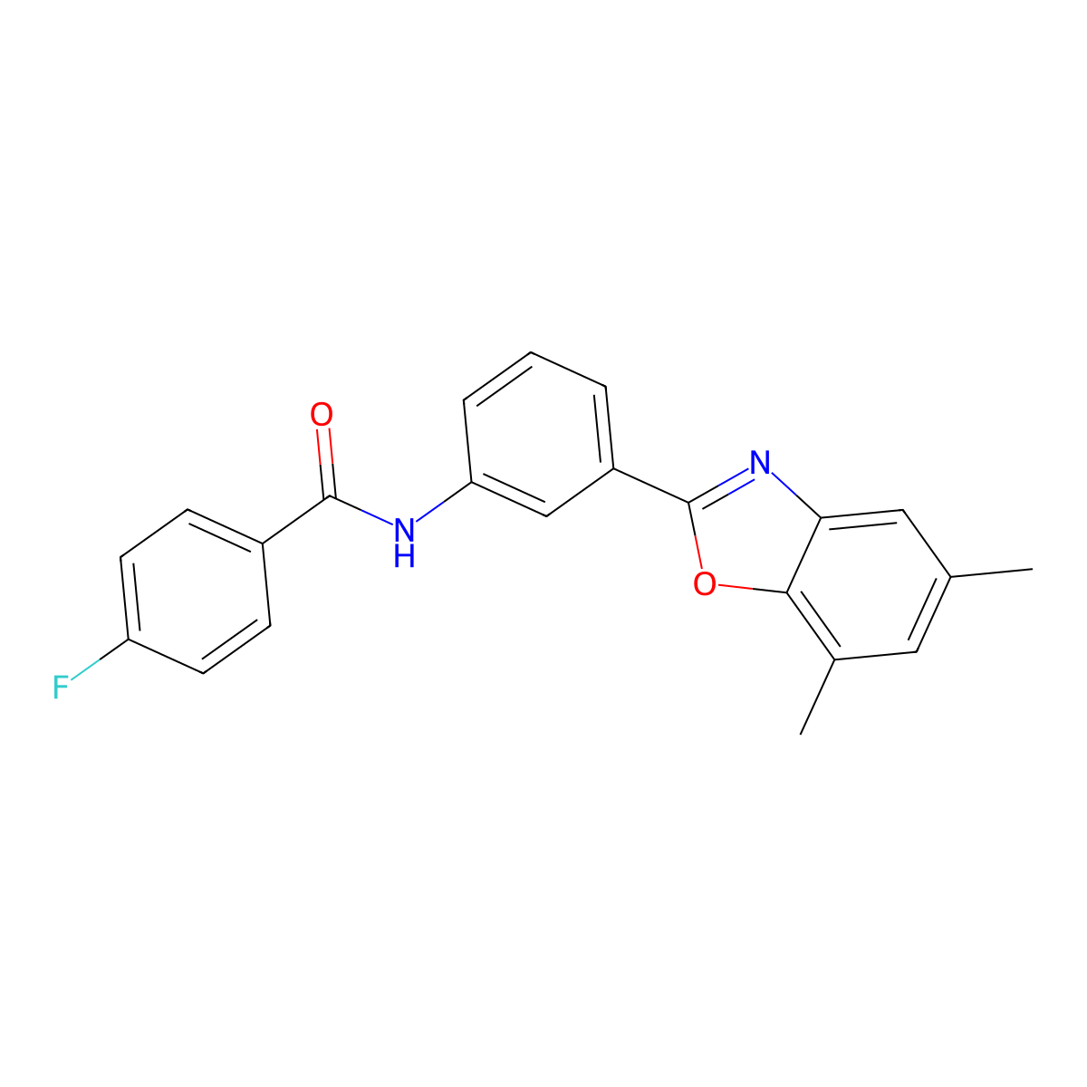 N-[3-(5,7-dimethyl-1,3-benzoxazol-2-yl)phenyl]-4-fluorobenzamide molecular structure, CAS 431977-59-2