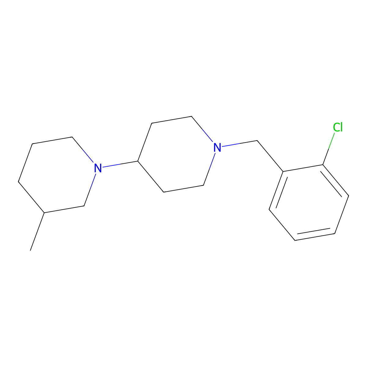 1-[(2-Chlorophenyl)methyl]-4-(3-methylpiperidin-1-yl)piperidine molecular structure, CAS 431977-61-6