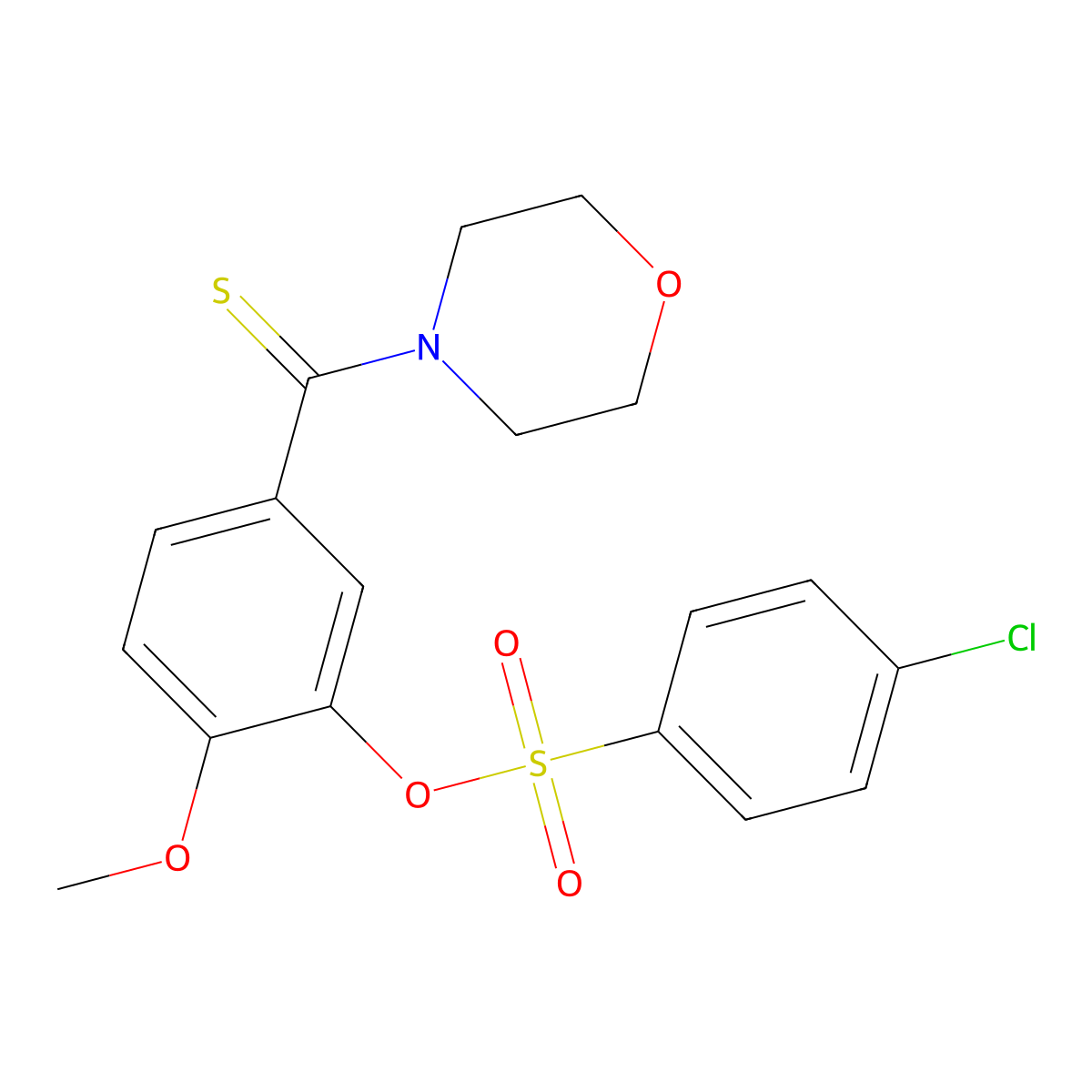 2-Methoxy-5-(4-morpholinylcarbothioyl)phenyl 4-chlorobenzenesulfonate molecular structure, CAS 431977-63-8